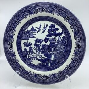 Churchill England Blue and White Willow Dinner Plate